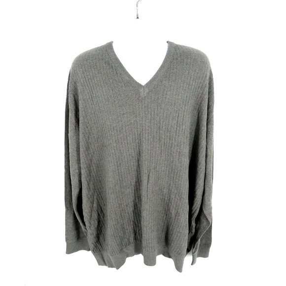 Cutter & Buck Mens 4X Ribbed Gray V-Neck Pullover Sweater Soft & Warm NWT $135 - Picture 1 of 4